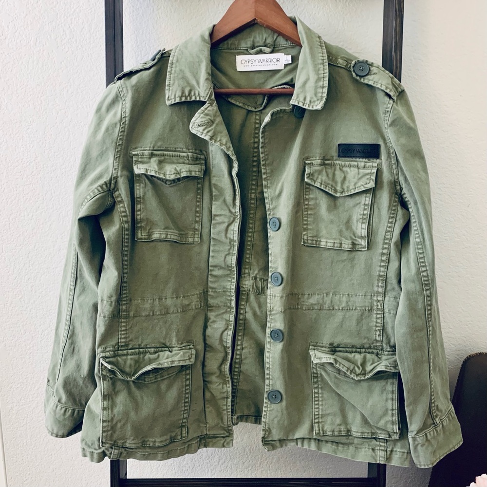 Gypsy Warrior Green Military Jacket Sz L